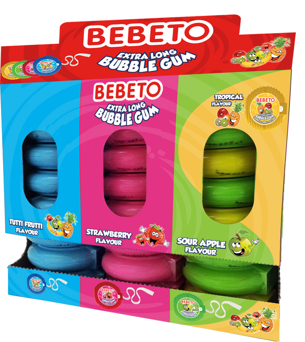 Bebeto Super Long Gum (Pack of 24) | Long-Lasting Chewing Gum in Bulk