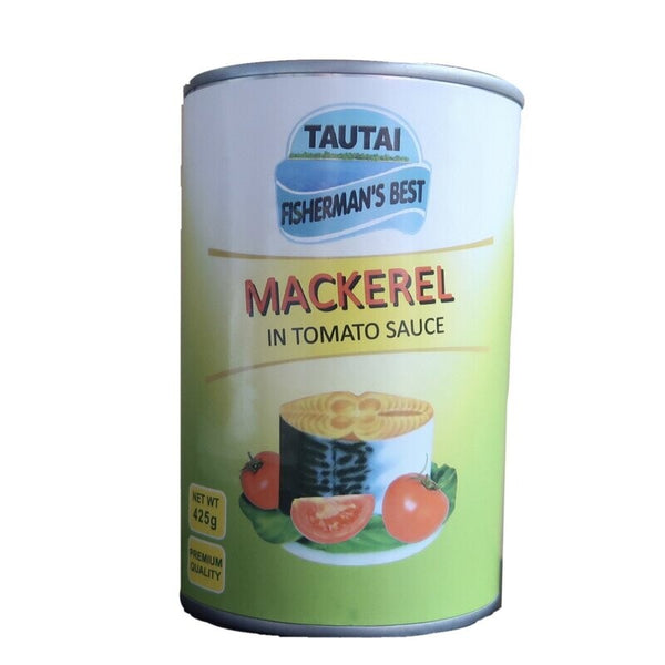 Tautai Tomato Mackerel 8 Pack | Premium Tin Mackerel in Tomato Sauce | 425g Each