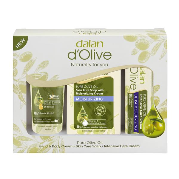 Dalan Gift Set - Pure Olive Oil (Hand & Body Cream + Skin Care Soap + Intensive Care Cream) | 600g