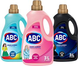 ABC Laundry Liquid 3L (Pack of 6) | Sensitive Skin & Stain Removal | Black, Colour, Delicate Laundry