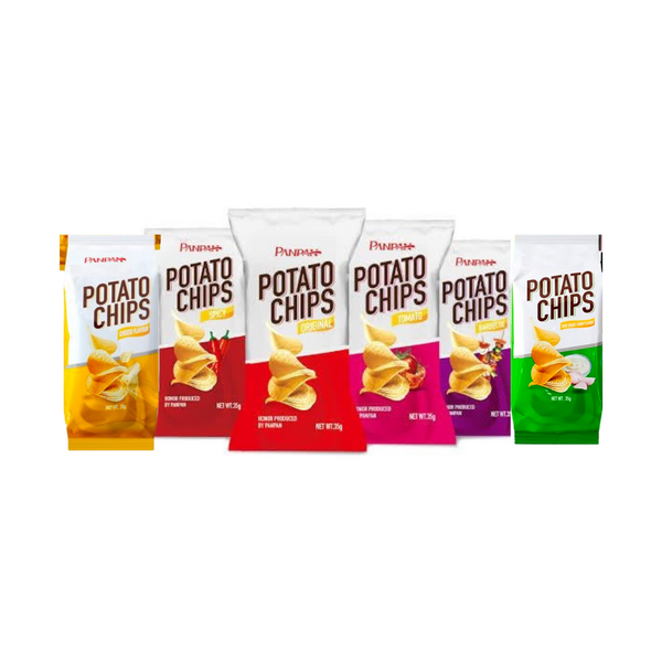 Panpan Potato Chips 35g (Box) (Pack of 25) | Light & Crunchy Real Potato Snack | BBQ, Cheese, Original, Tomato, Hot n Spicy, Sour Cream & Onion