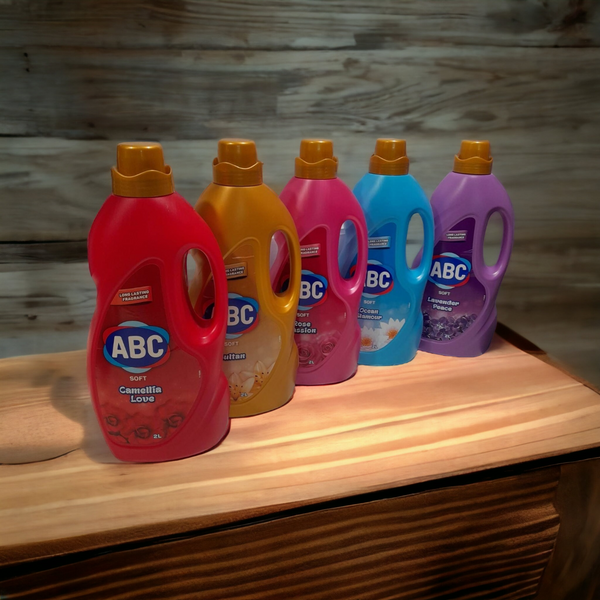 ABC Softener 2L - Pack of 6 (Downy Alternative) | Softens & Freshens | Ocean Glamour, Camellia Love, Rose Passion