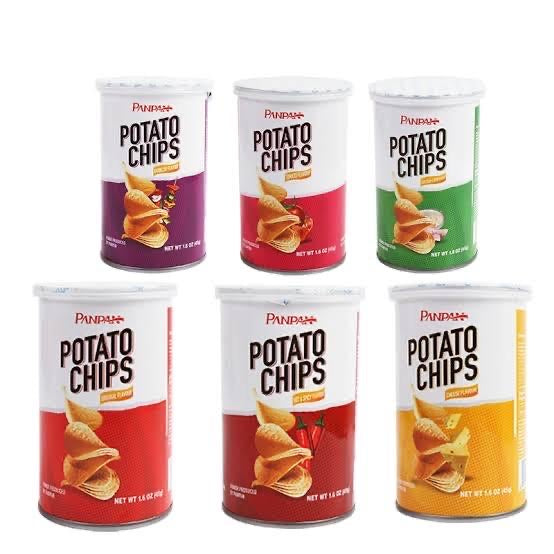 Panpan Potato Chips 45g (Box) (Pack of 12) | Light & Crunchy Real Potato Snack | BBQ, Cheese, Original, Tomato, Hot n Spicy, Sour Cream & Onion