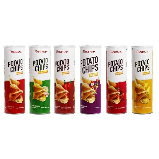 Panpan Potato Chips 110g (Box) (Pack of 12) | Real Potato Snack | BBQ, Cheese, Original, Tomato, Hot n Spicy, Sour Cream & Onion